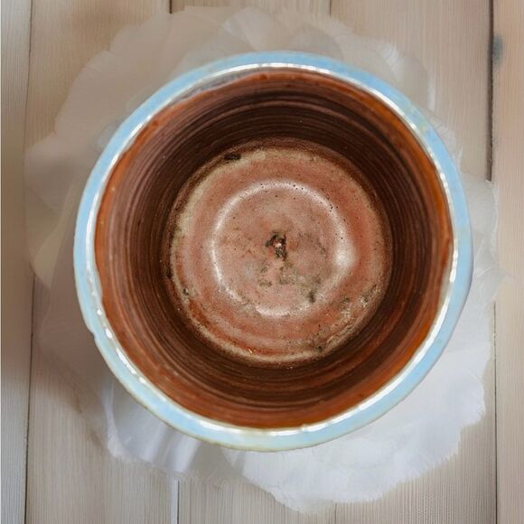 Vintage Studio Art Pottery Teal Brown Glazed Vase Pot Signed SMS - Picture 3 of 4